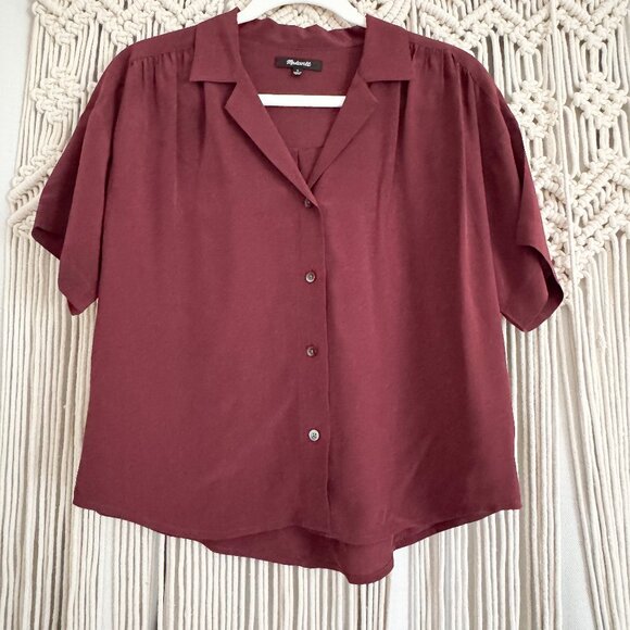 Madewell Silk Camp Shirt Dark Cabernet Size Small GUC - Picture 1 of 8